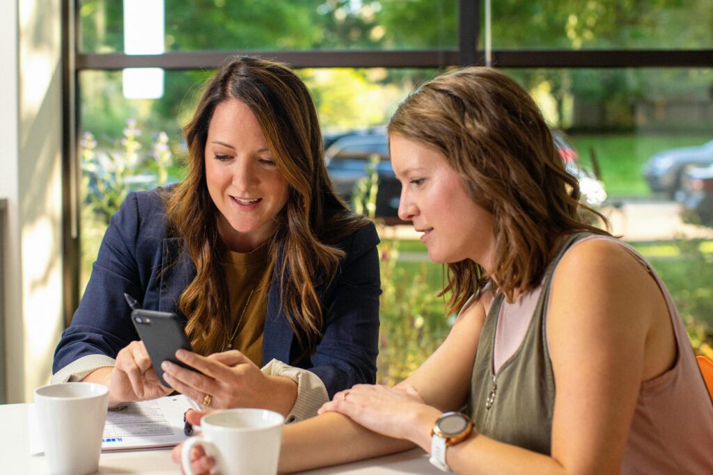 Customer listening attentively to the the salesperson